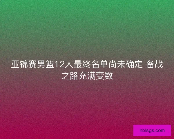 亚锦赛男篮12人最终名单尚未确定 备战之路充满变数
