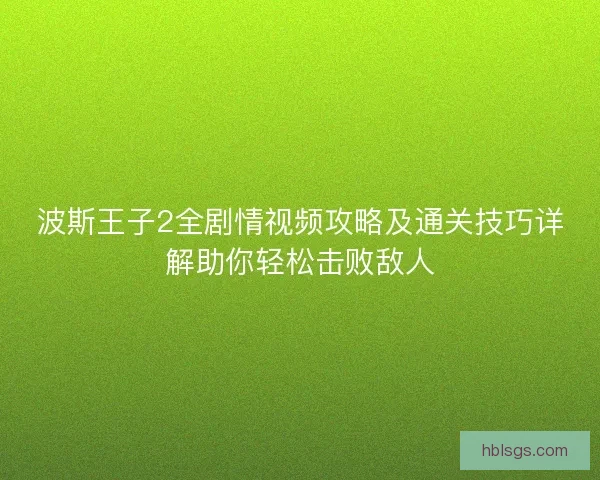 波斯王子2全剧情视频攻略及通关技巧详解助你轻松击败敌人
