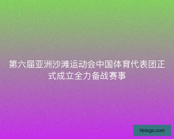 第六届亚洲沙滩运动会中国体育代表团正式成立全力备战赛事